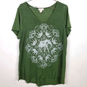 Madison and Berkeley Green and White Sparkle Elephant T Shirt Size 1X